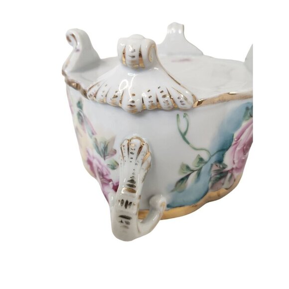 Antique Hand Painted Roses Porcelain Jardiniere Planter - Picture 6 of 16